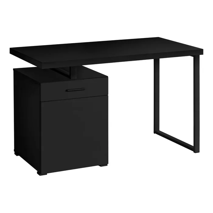 Monarch Specialties I 7761 Computer Desk, Home Office, Laptop, Left, Right Set-up, Storage Drawers, 48″L, Work, Metal, Laminate, Black, Contemporary, Modern