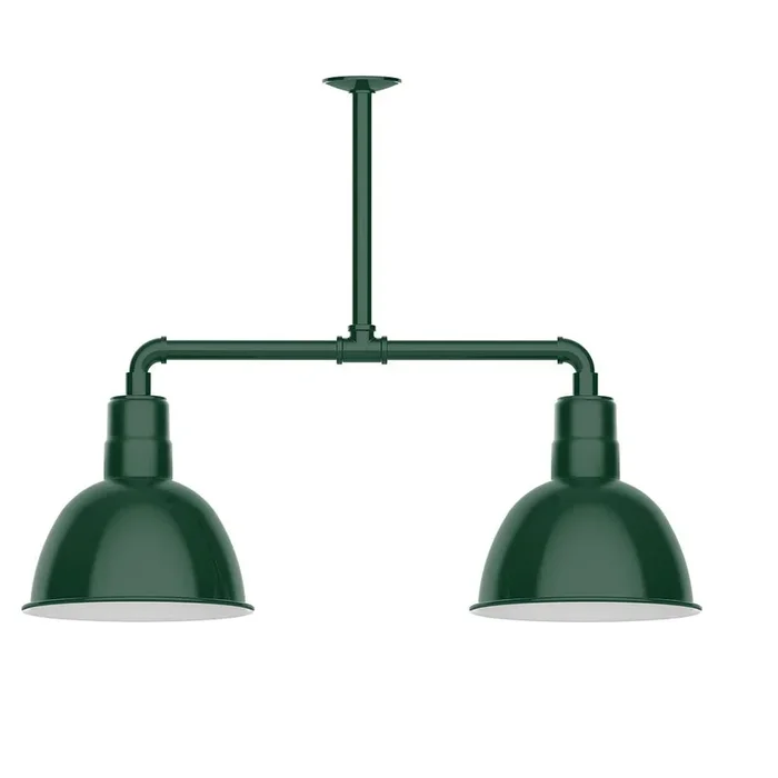 Montclair Light Works – MSD116-42-T48-W12 – Two Light Pendant – Deep Bowl – Forest Green – MSD11642T48W12