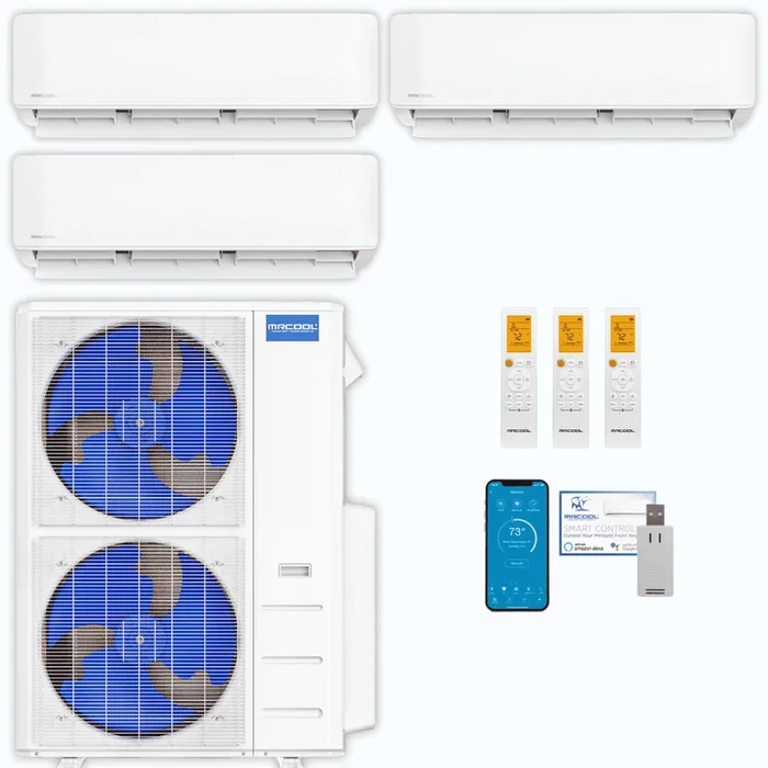 MRCOOL DIY 5th Gen 3-Zone 42,000 BTU Ductless Mini Split Air Conditioner & Heat Pump (6K+12K+24K), DIY3-B-55HP