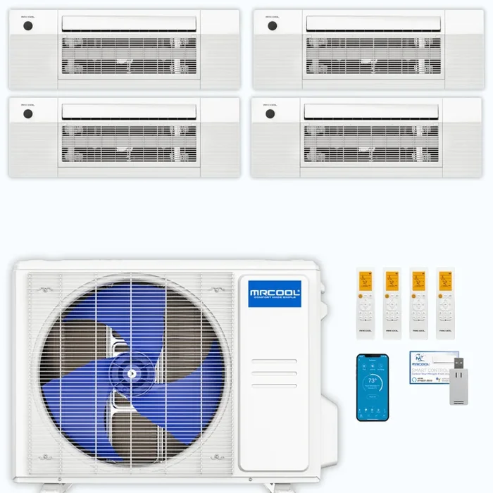 MRCOOL DIY 5th Gen 4-Zone 27,000 BTU Ceiling Cassette Ductless Mini Split Air Conditioner & Heat Pump (6K+6K+6K+9K), DIY4-BC-36HP