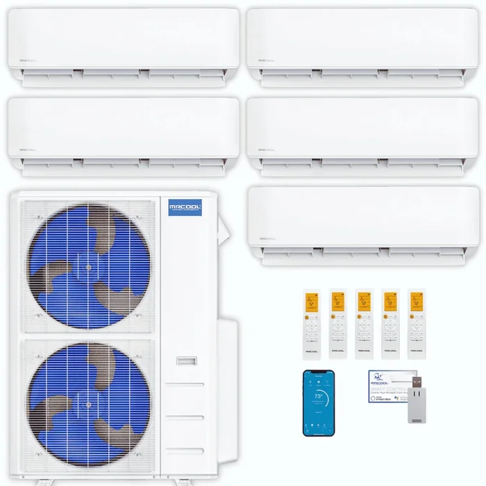 MRCOOL DIY 5th Gen 5-Zone 48,000 BTU Ductless Mini Split Air Conditioner & Heat Pump (9K+9K+9K+9K+12K), DIY5-B-55HP