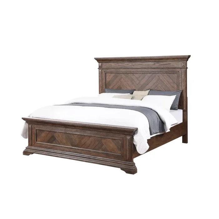 New Classic Furniture Furniture Mar Vista Contemporary Solid Wood 6/6 Ek King Bed in Walnut