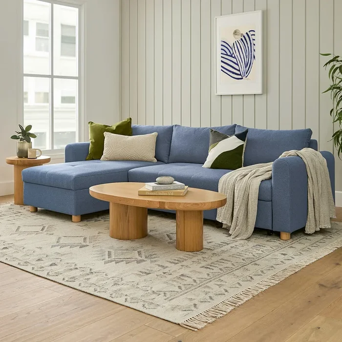 Nordby 104″ Reversible Sleeper Sectional – Lull Blue