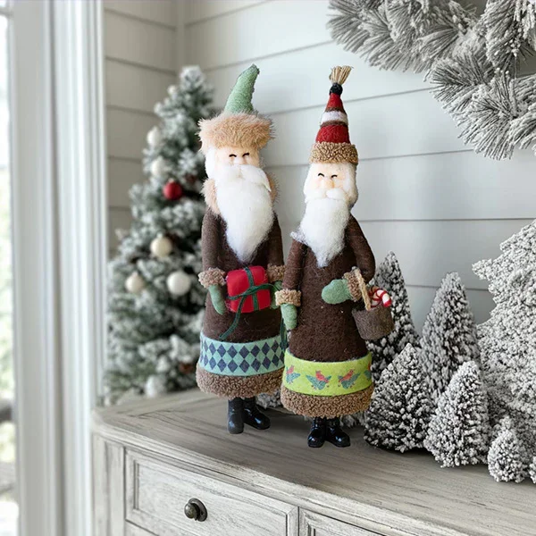 Old World Felt Santas, Set of 2 – Decor Steals