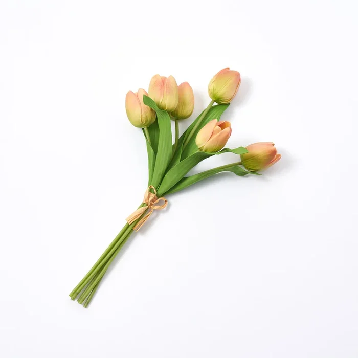 Orange Sherbert Real Touch Faux Tulip Bouquet Bundle of 6 Stems