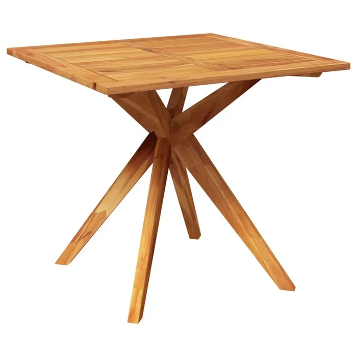 Outdoor Breakfast Bistro Table, Square 34 Inch Brown Solid Acacia Wood