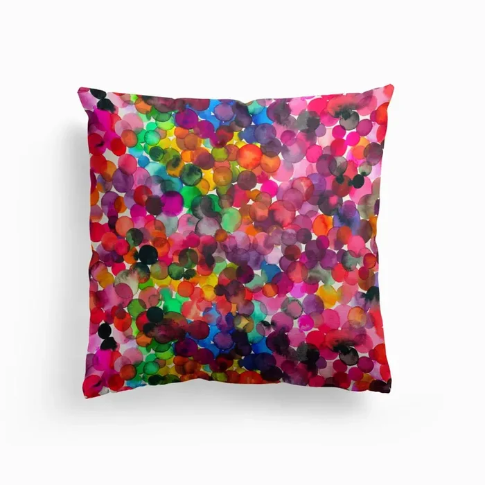 Overlapped Watercolor Dots Cushion by Ninola Design
