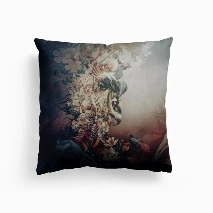 Owl Fantay Canvas Cushion by Riza Peker