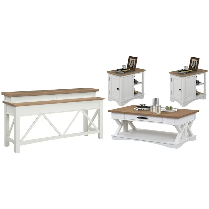 Parker House Furniture Modern – Cotton Cocktail Table with 2 Chairside Tables and Console Table