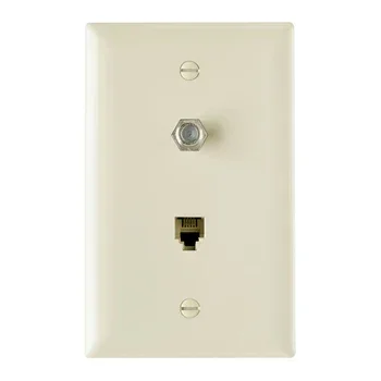 Pass And Seymour 1 Telephone F Type Coax In 1-Gang Plate (TPTELTVBK)