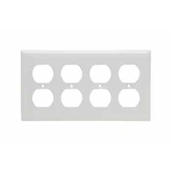 Pass And Seymour Smooth Wall Plate 4-Gang Duplex White (SP84W)