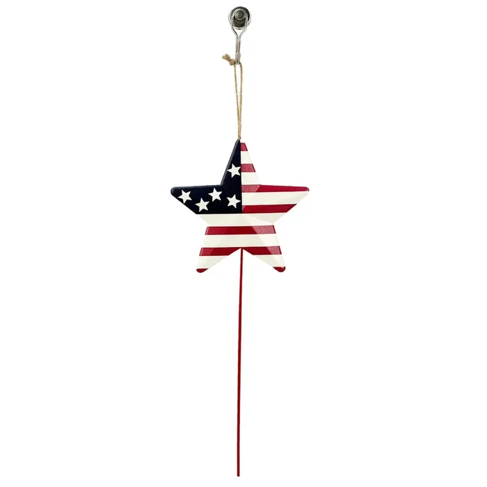 Patriotic Metal Star Yard Pick, 14″