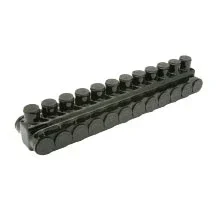 Penn Union Aluminum Black Pre-Insulated Power Bar – Twelve Ports With Double Sided Conductor Entry 14 Sol. To 2/0 Str. (IPBBNA2/012D)