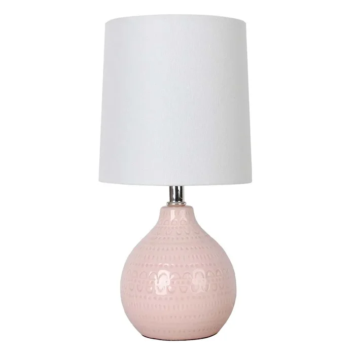 Pink Ceramic Mini Table Lamp with Shade, 12″