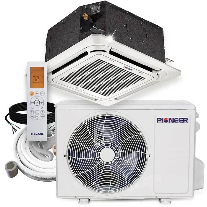 Pioneer® 12,000 BTU 22 SEER 8-Way Compact Cassette Mini-Split Air Conditioner Heat Pump System with 16 ft. Line Sets, CYB012GMFILCAD-16