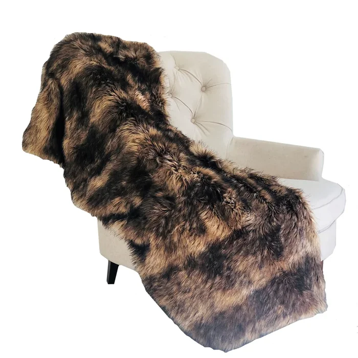 Plutus Brown Mountain Coyote Handmade Luxury Throw Blanket 108L x 90W Full – Queen