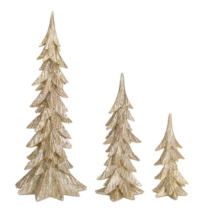 Polyresin Tree Set of 3 – Charming Décor for Holiday Celebrations