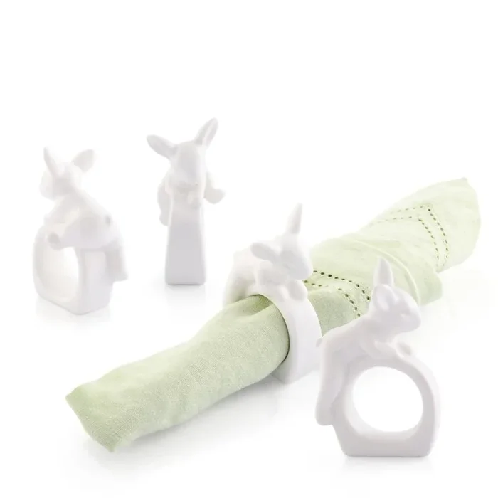 Porcelain Climbing Bunny Napkin Rings – Set of 4 by Arthur Court Desig