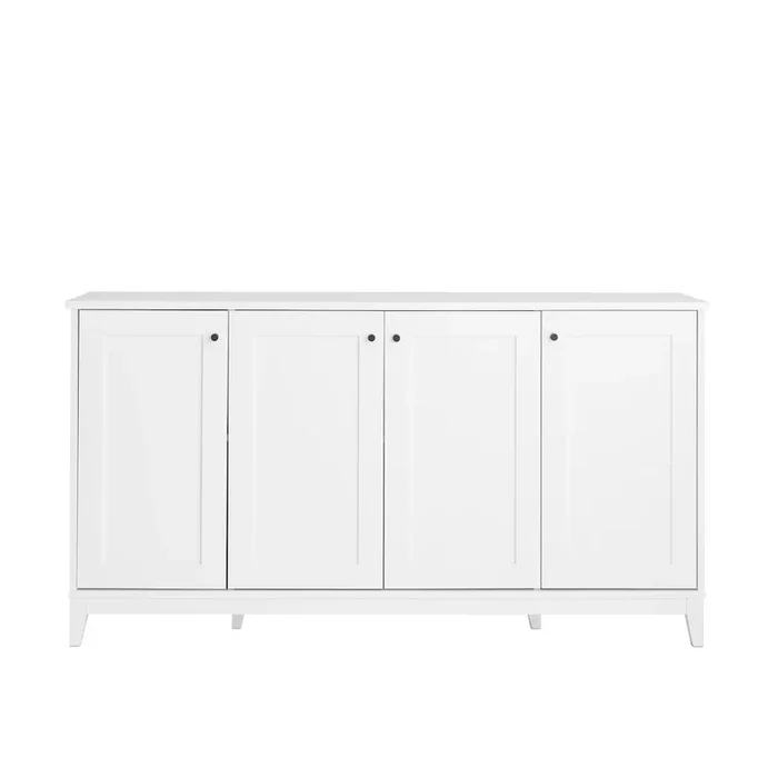 Prepac Yaletown 4 Panel Door Console Table White Engineered Wood Storage Cabinet