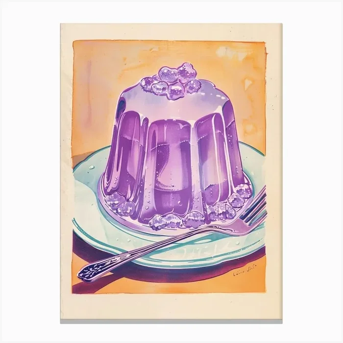 Purple Jelly Vintage Cookbook Illustration 3 Canvas Print by Bubblegum Kitsch