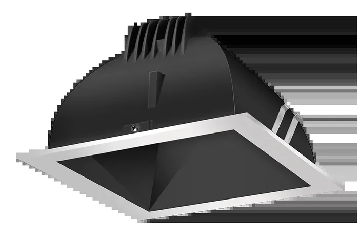 RAB LED Trim MOD 6 Inch Square 80 Degree 4000K 90 CRI Black Cone Silver Ring (NDLED6SD-80NHC-B-S)