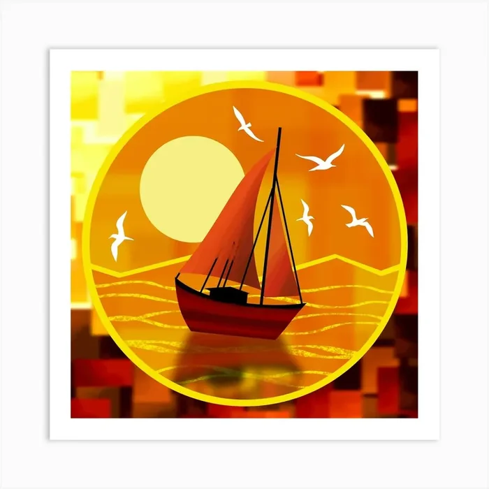 Red Sails 1 Art Print by Andrew Hitchen