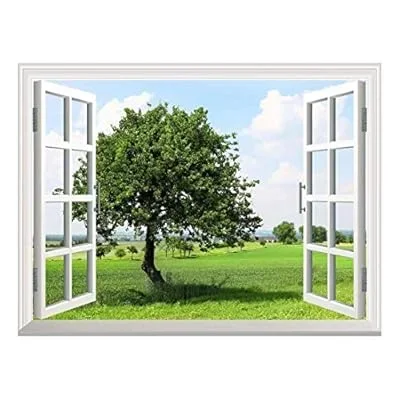 Removable Wall Sticker/Wall Mural – Spring on The Plains | Creative Window View Wall Decor – 36