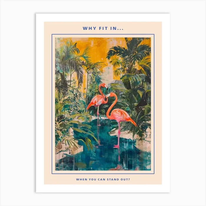 Retro Flamingoes In A Garden Poster 5 Art Print by Bubblegum Kitsch