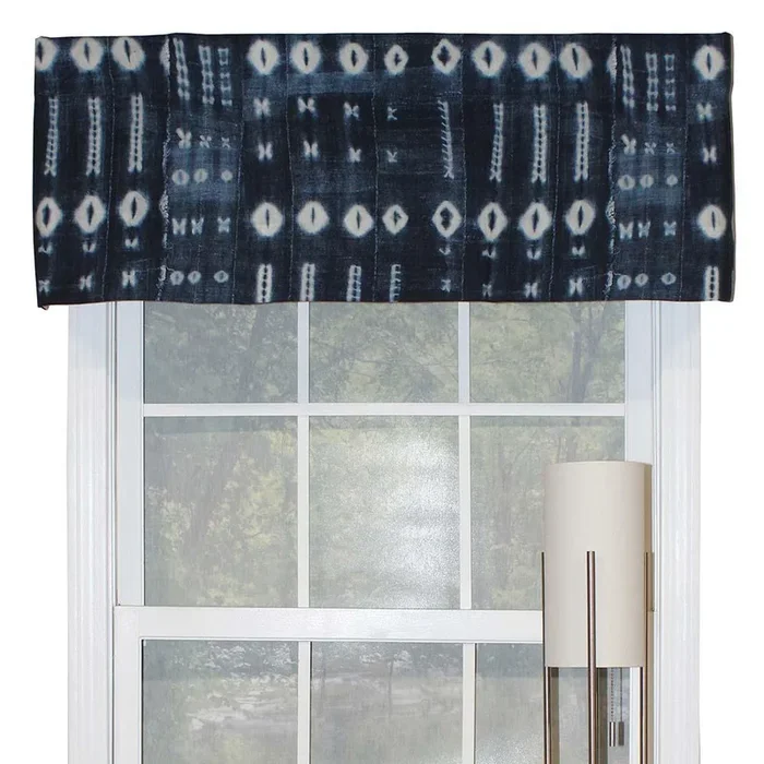 RLF Home Binary Tailored Window Treatment Valance 3″ Rod Pocket 50″ x 14″ Navy Blue
