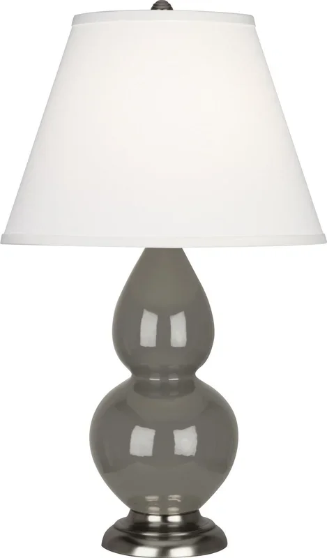 Robert Abbey – CR12X – One Light Accent Lamp – Small Double Gourd – Ash Glazed Ceramic w/Antique Silvered – CR12X