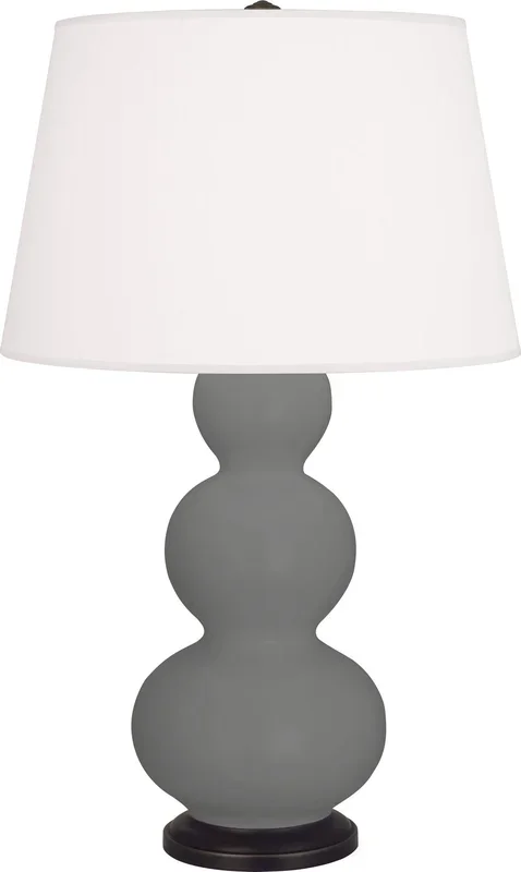 Robert Abbey – MCR41 – One Light Table Lamp – Triple Gourd – Matte Ash Glazed Ceramic w/Deep Patina Bronzeed – MCR41