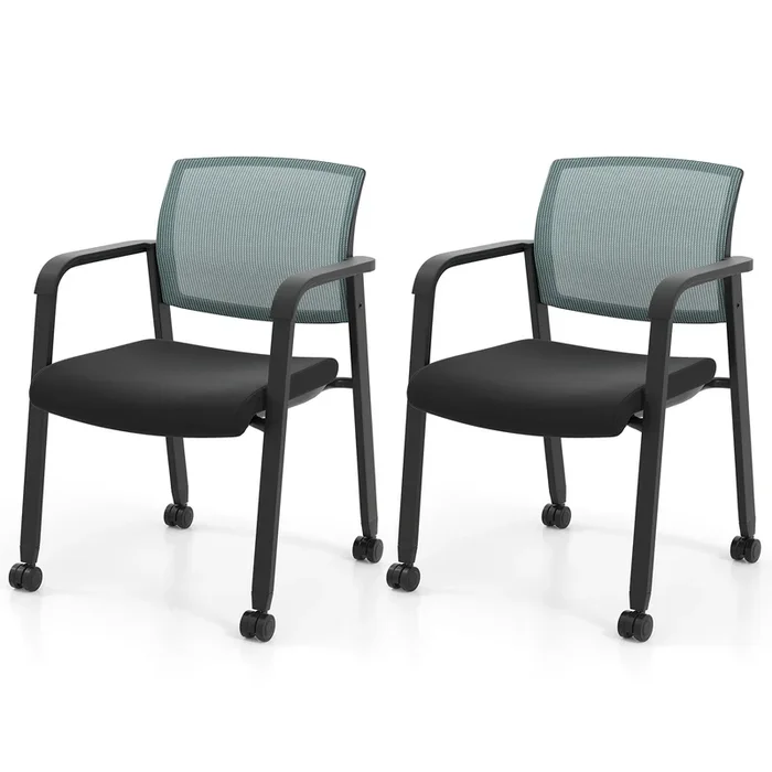 Rolling Mesh Back Task Chairs Set of 2 – Stackable and Space-Saving