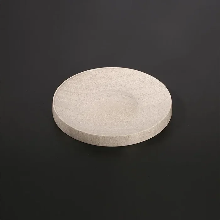 Round Stone Fruit Serving Tray Cheese Cookie Dessert Cake Tray Gray