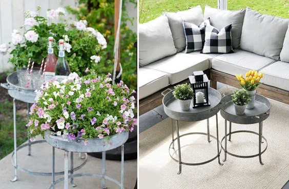 Round Tray Tables made of Galvanized Metal | Industrial Charm – Decor Steals