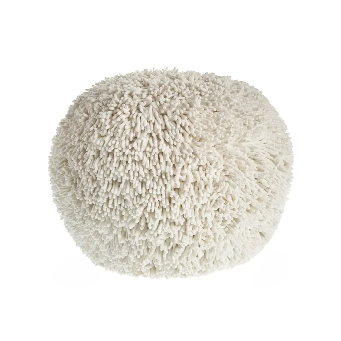 Round Tufted Cotton Pouf – Geometric Upholstered Ottoman for Living Room