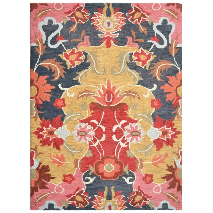 RUGSOTIC CARPETS HAND TUFTED WOOL ECO-FRIENDLY AREA RUGS – 5’x8′, Rectangle Shape, Multicolor, Floral Modern Design, High Pile Thick Handmade Area Rugs for Living Room, Bed Room (K00732)