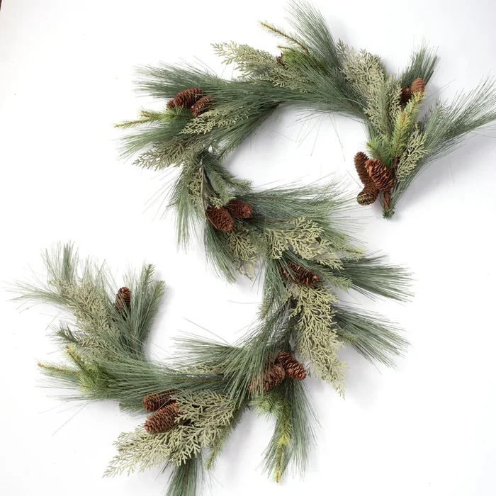 Sage & Long Needle Pine Christmas Table Runner Holiday Mantle Garland