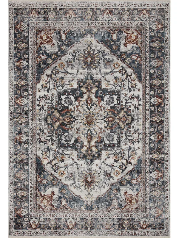 Samra Ivory/Denim 5’3″ x 7’9″ Area Rug