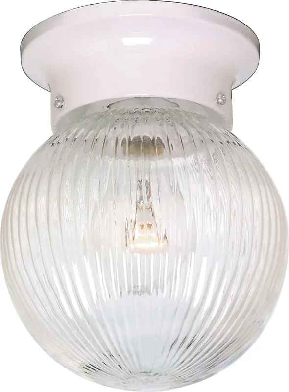 SATCO/NUVO 1 Light-6 Inch-Ceiling Fixture-Clear Ribbed Ball (SF76-257)