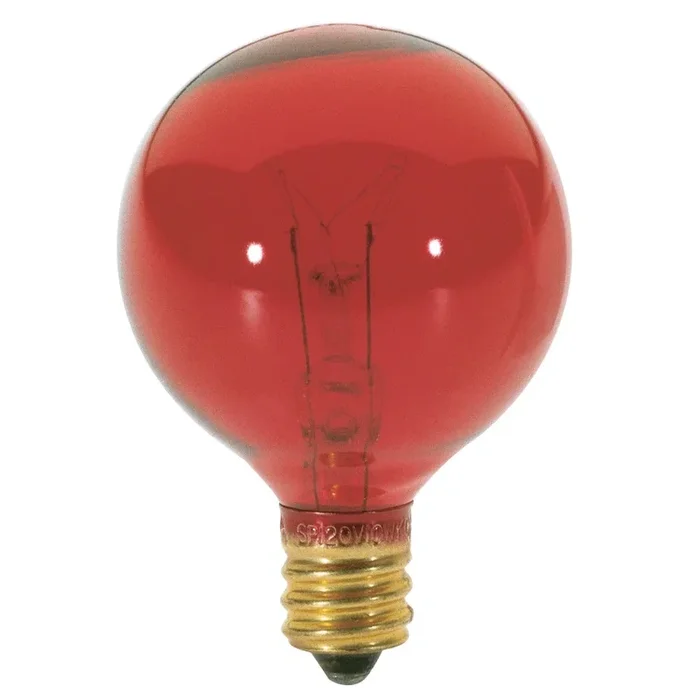 SATCO/NUVO 10G12 1/2/R 10W G12 1/2 Incandescent Transparent Red 1500 Hours Candelabra Base 120V (S3833)