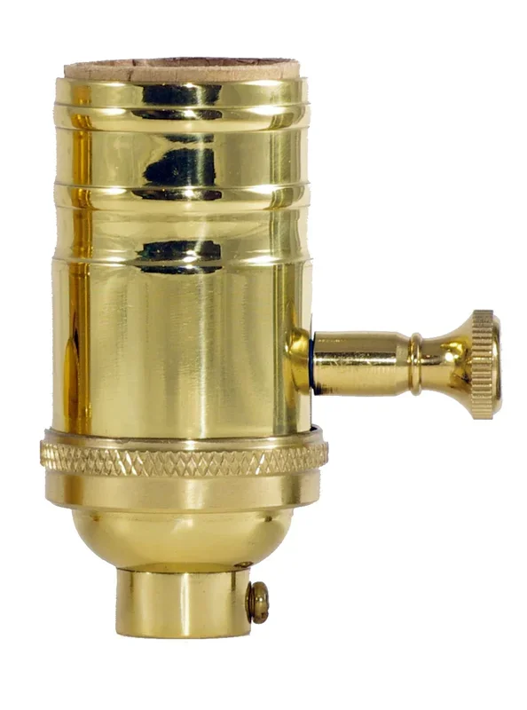 SATCO/NUVO 150W Full Range Turn Knob Dimmer Socket With Removable Knob 1/4 IPS 4 Piece Stamped Solid Brass Polished Brass Finish 120V (80-1795)