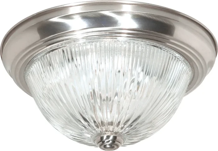 SATCO/NUVO 2-Light 11 Inch Flush Mount Clear Ribbed Glass Color (60-6023)