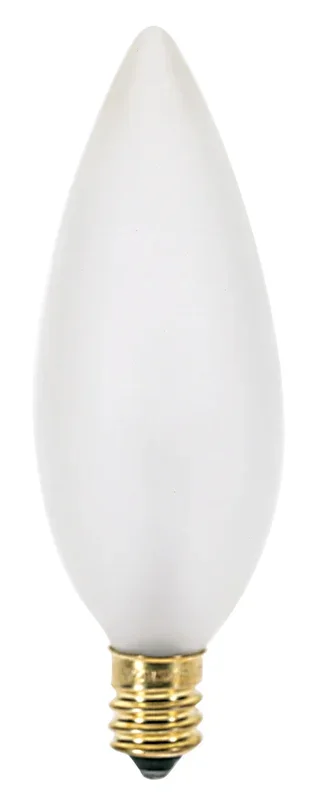 SATCO/NUVO 25BA9 1/2/F 25W BA9 1/2 Incandescent Frost 1500 Hours 212Lm Candelabra Base 120V 2 Per Card 2700K (S3785)