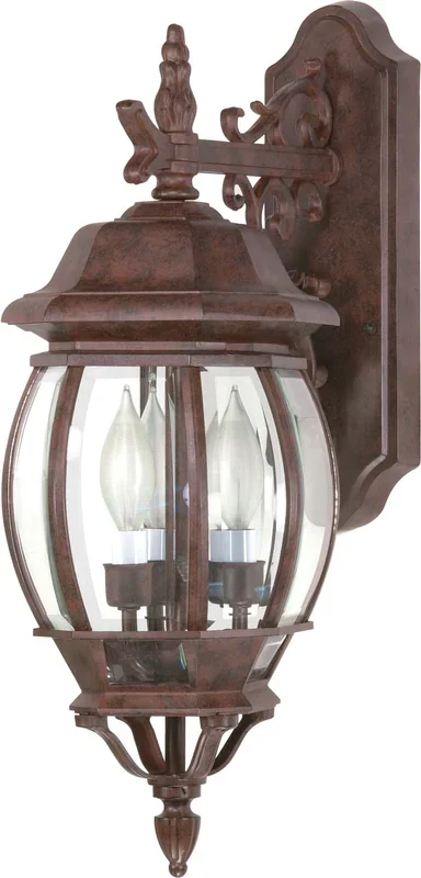 SATCO/NUVO Central Park 3-Light 22 Inch Wall Lantern With Clear Beveled Glass (60-892)