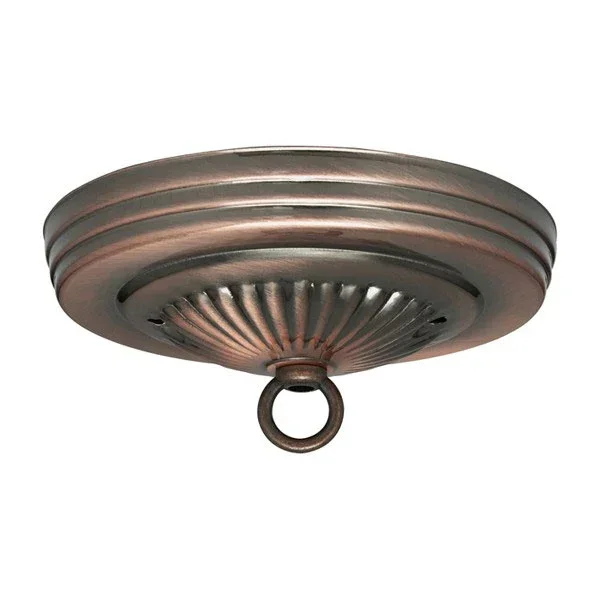 SATCO/NUVO Ribbed Canopy Kit Antique Copper Finish 5 Inch Diameter 7/16 Inch Center Hole 2-8/32 Bar Holes Includes Hardware 10 Pounds Maximum (90-054)