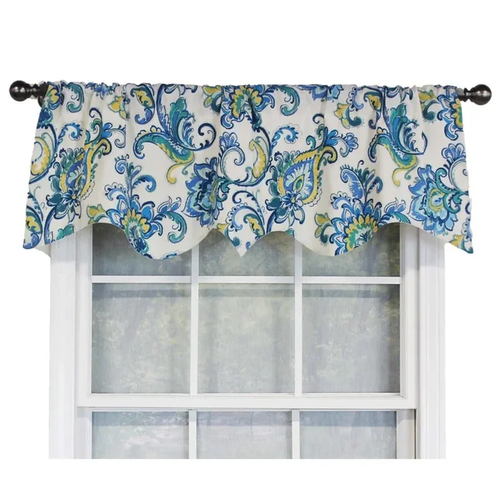 Sconset Rega Style 3″ Rod Pocket Valance 50″ x 17″ Cornflower by RLF Home