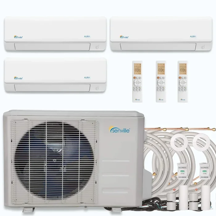 Senville AURA 27,000 BTU 3 Zone Ductless Mini Split – 230V – 23 SEER2 – Energy Star, SENA-30HF-T999