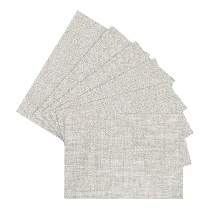 Set of 6 Nala Fog Woven Vinyl Placemats, 18×13