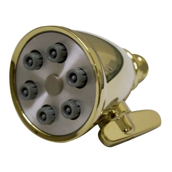 Showerhaus Small Round Showerhead with 6 Spray Jets – Solid Brass Construction with Adjustable Ball Joint