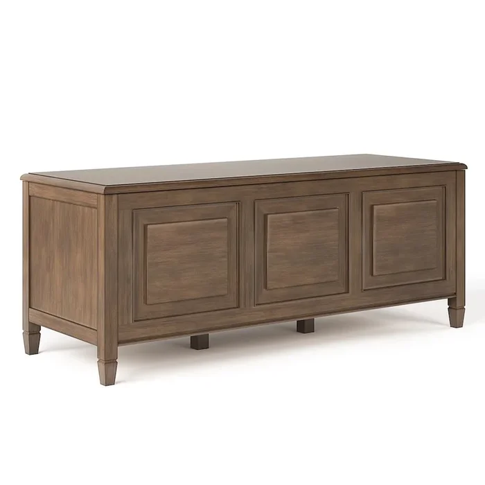 Simpli Home Connaught Solid Wood Storage Bench Trunk In Natural Aged Brown
